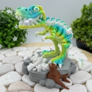 Skelett T‑Rex – Farbenfroher Dino mit Charakter